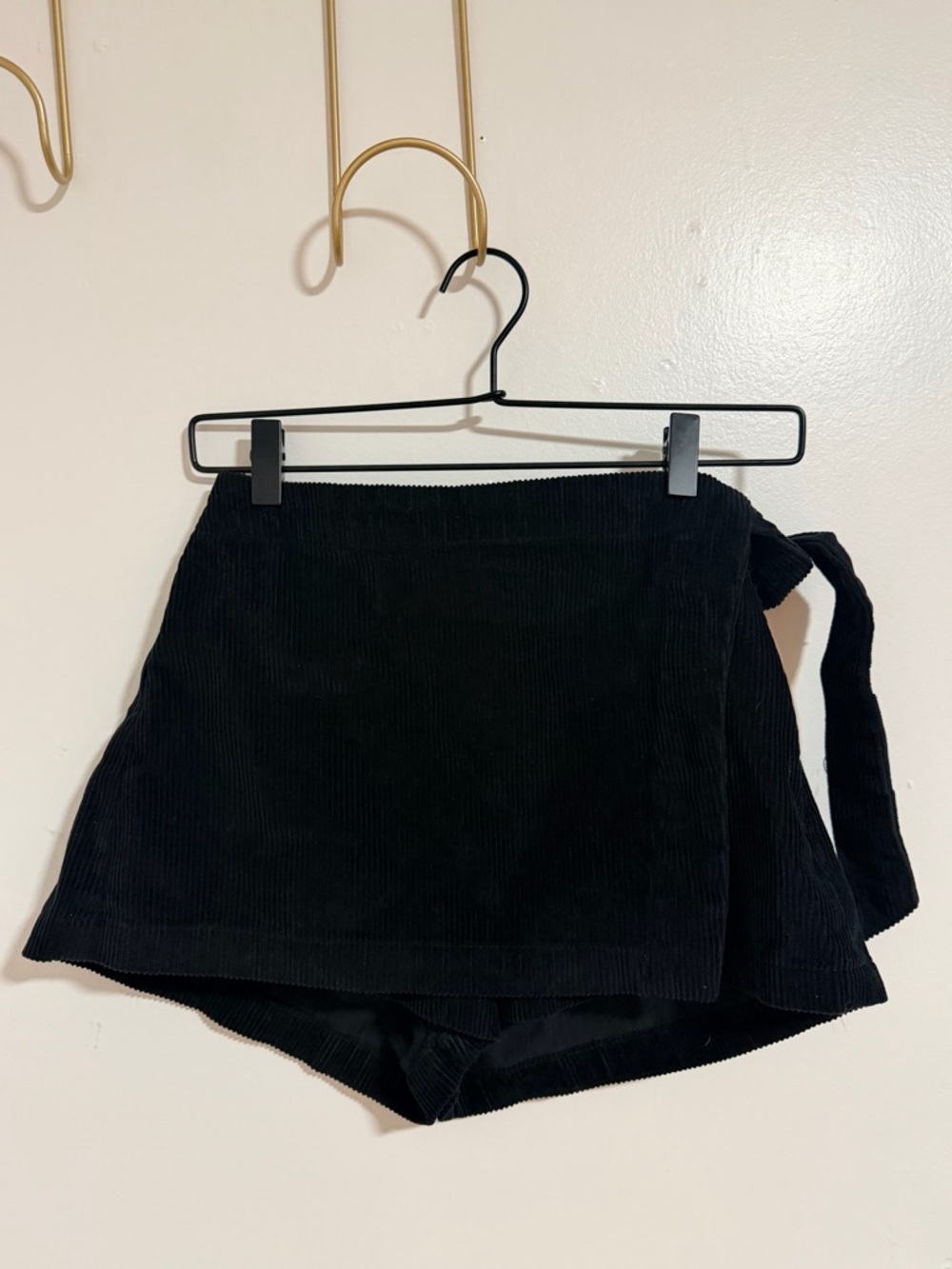 Forever 21 Black Corduroy Wrap Skort with Side Tie - Women